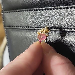 ST bath bomb ring, gold & pink, sz 8